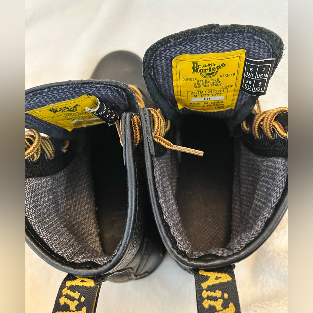 Dr. Martens Industrial Steel Toe Boots - Black Leather - Men 7 / Women 8 - Picture 10 of 15